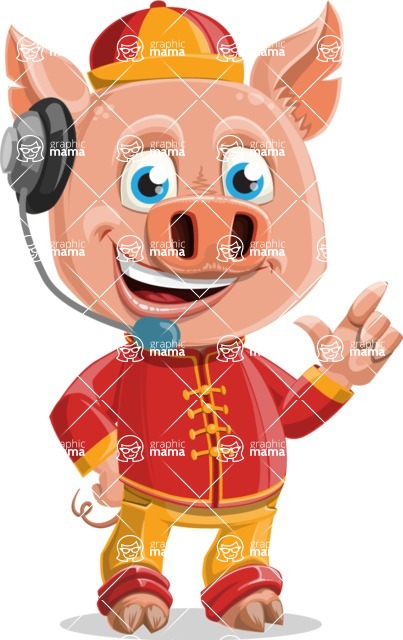 Year of the Pig Character - Vector Pig Cartoon - Year of the Pig Vector Character Support